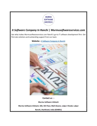 It Software Company In Ranchi | Murmusoftwareservices.com