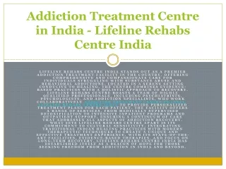 Addiction Treatment Centre in India - Lifeline Rehabs Centre India