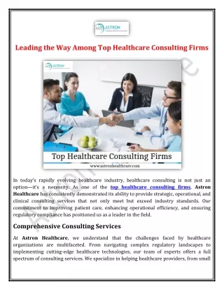 Leading the Way Among Top Healthcare Consulting Firms