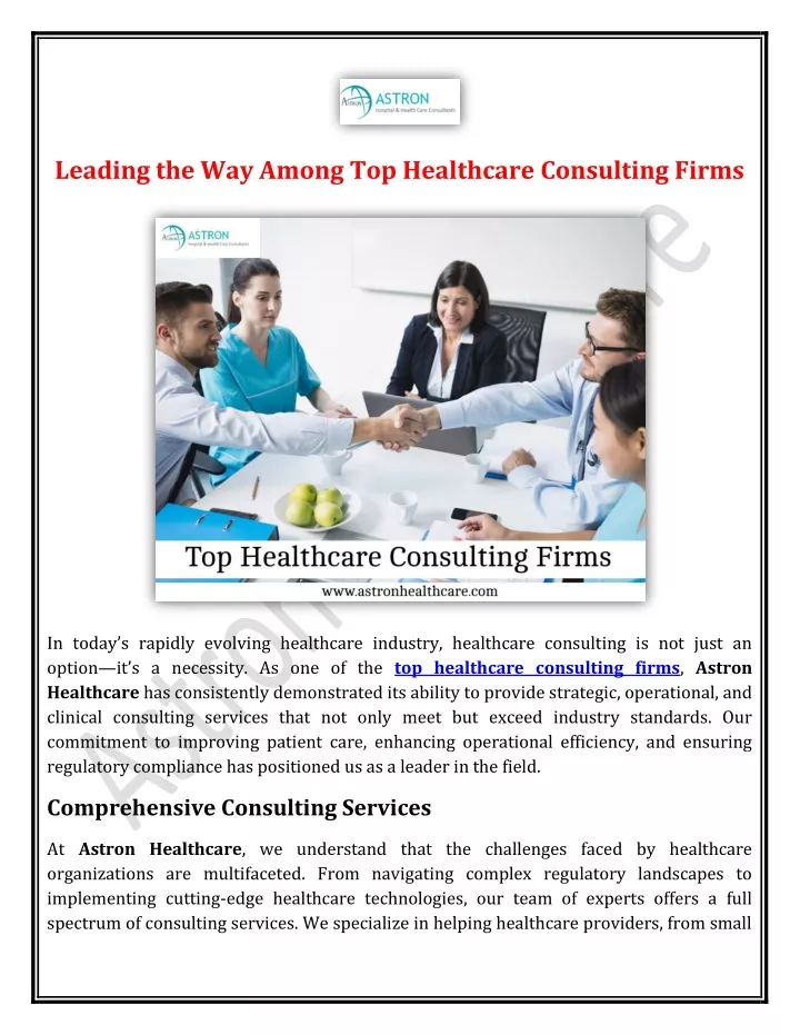 leading the way among top healthcare consulting