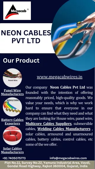 Neon Cables Pvt Ltd PDF Welding Cables Manufacturers, Solar Cables Manufacturers