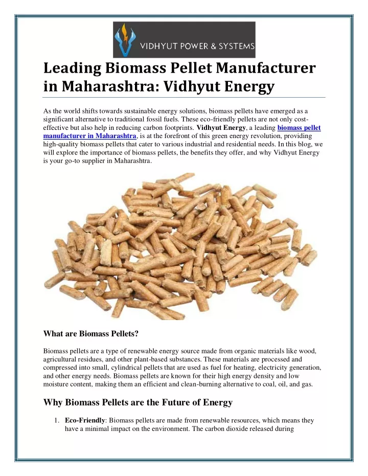 leading biomass pellet manufacturer