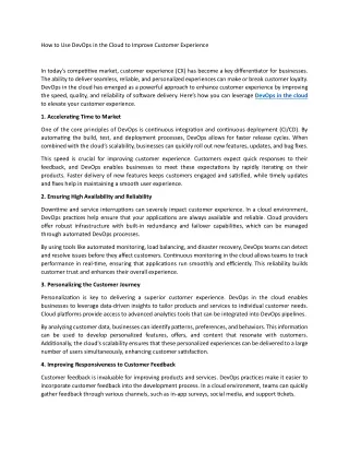 how to use devops in the cloud to improve