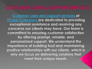 CUSTOMER CARE & SUPPORT SERVICES