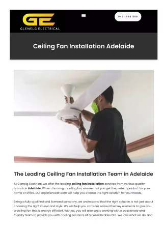 Ceiling Fan Installation Adelaide