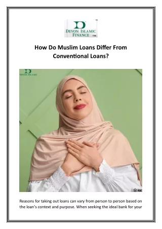 How Do Muslim Loans Differ From Conventional Loans?