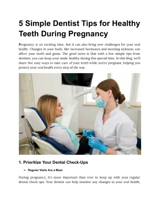 5 Simple Dentist Tips for Healthy Teeth During Pregnancy