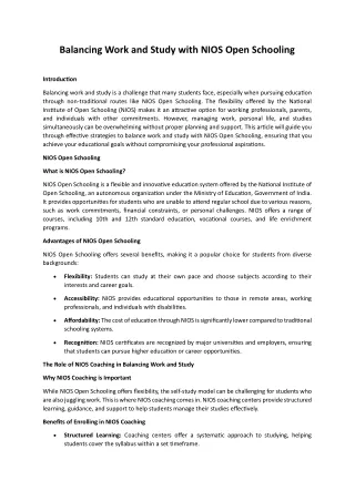 balancing work and study with nios open schooling