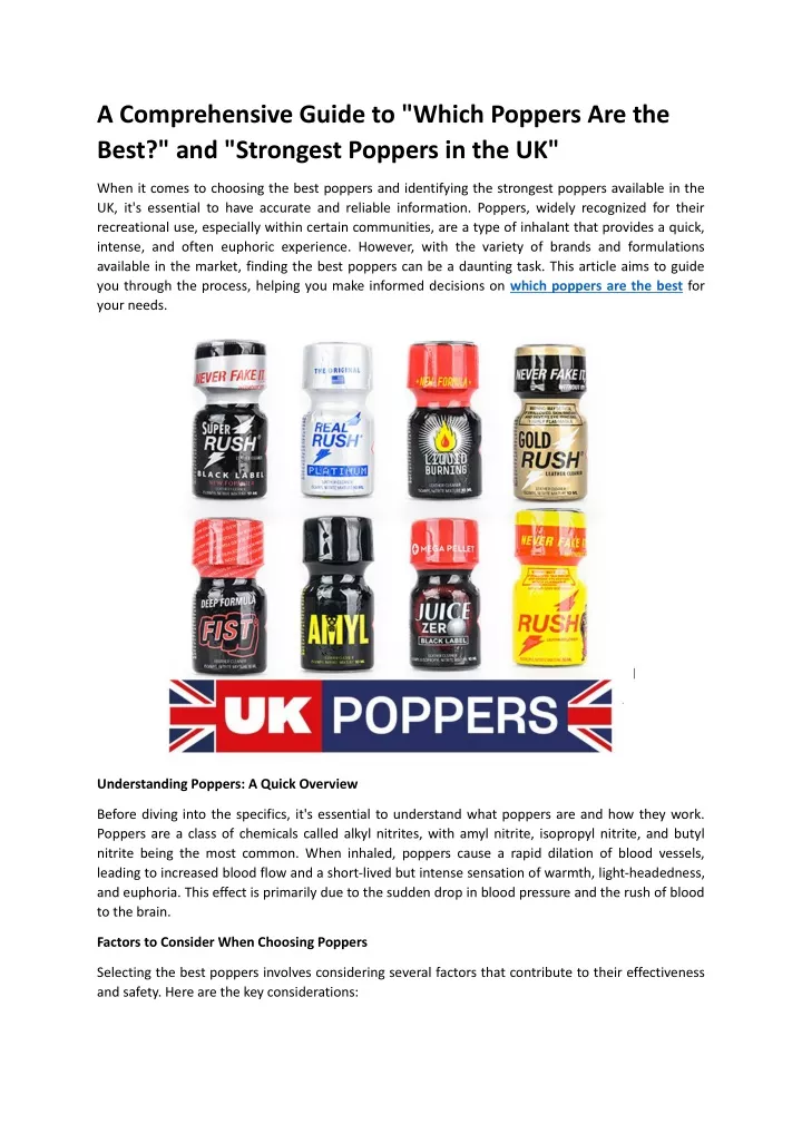 a comprehensive guide to which poppers