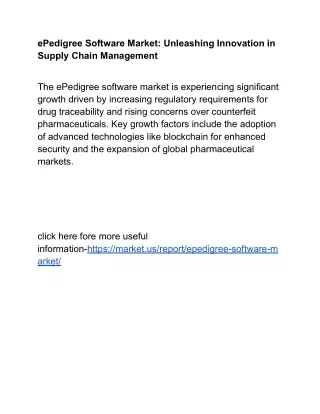 ePedigree Software Market: Shaping the Future of Product Integrity