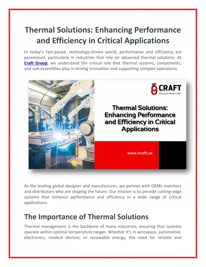 thermal solutions enhancing performance