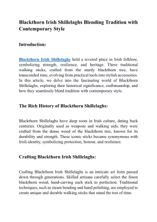 Blackthorn Irish Shillelaghs Blending Tradition with Contemporary Style