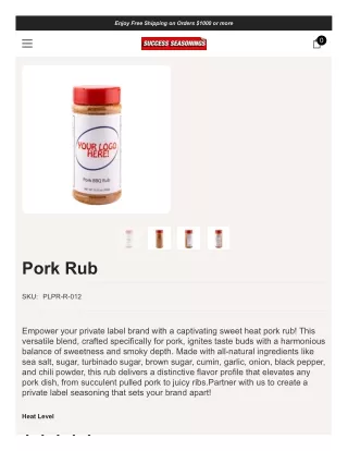 Private Label Pork Rub seasoning  | Success Seasonings