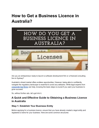 How to get a business lisence in Australia