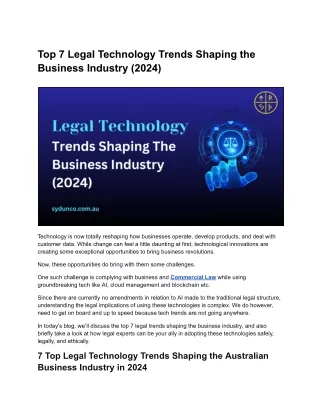 Legal Technology Trends Shaping the Business Industry (2024)