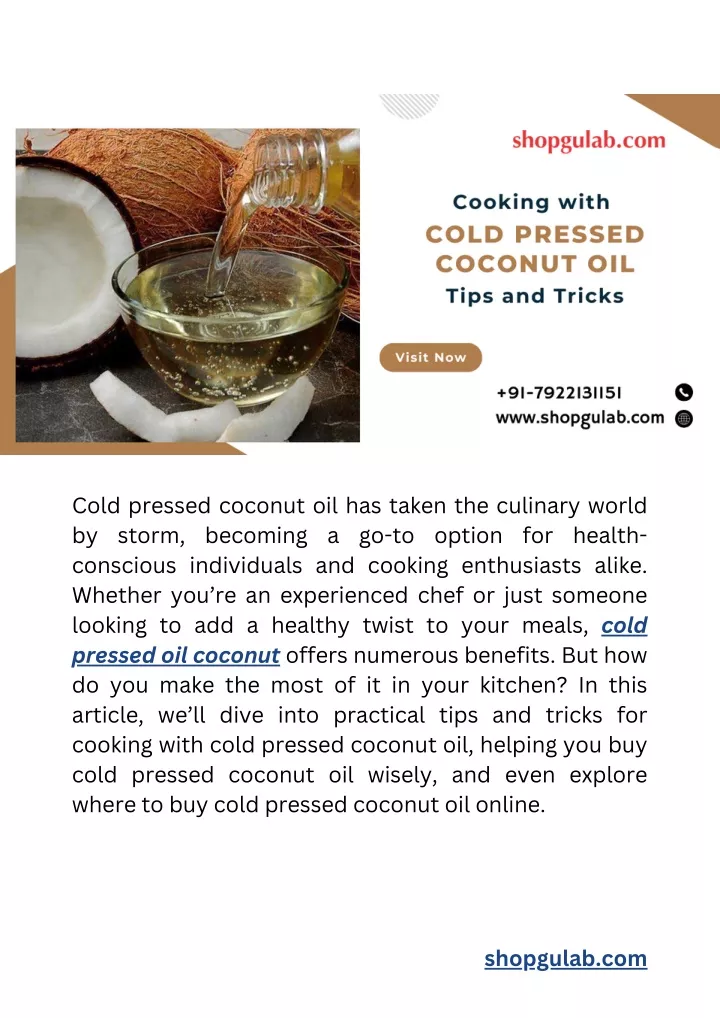 cold pressed coconut oil has taken the culinary