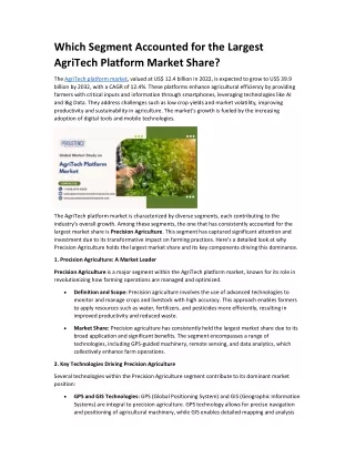 which segment accounted for the largest agritech