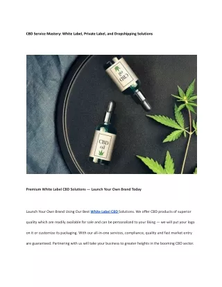 CBD Service Mastery: White Label, Private Label, and Dropshipping Solutions