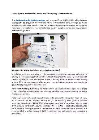 Installing a Gas Boiler in Your Home Here’s Everything You Should Know!