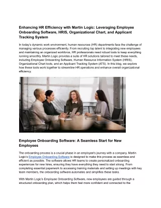 Enhancing HR Efficiency with Martin Logic_ Leveraging Employee Onboarding Software, HRIS, Organizational Chart, and Appl