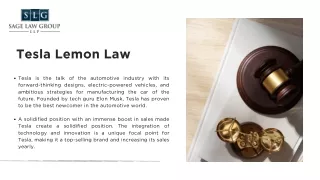 Tesla Lemon Law Attorney California - Sage Law Group LLP