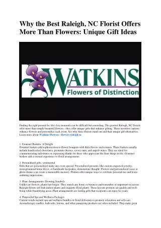 Watkins Flowers - florist raleigh