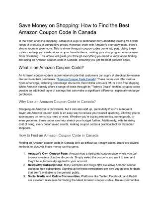 Save Money on Shopping: How to Find the Best Amazon Coupon Code in Canada