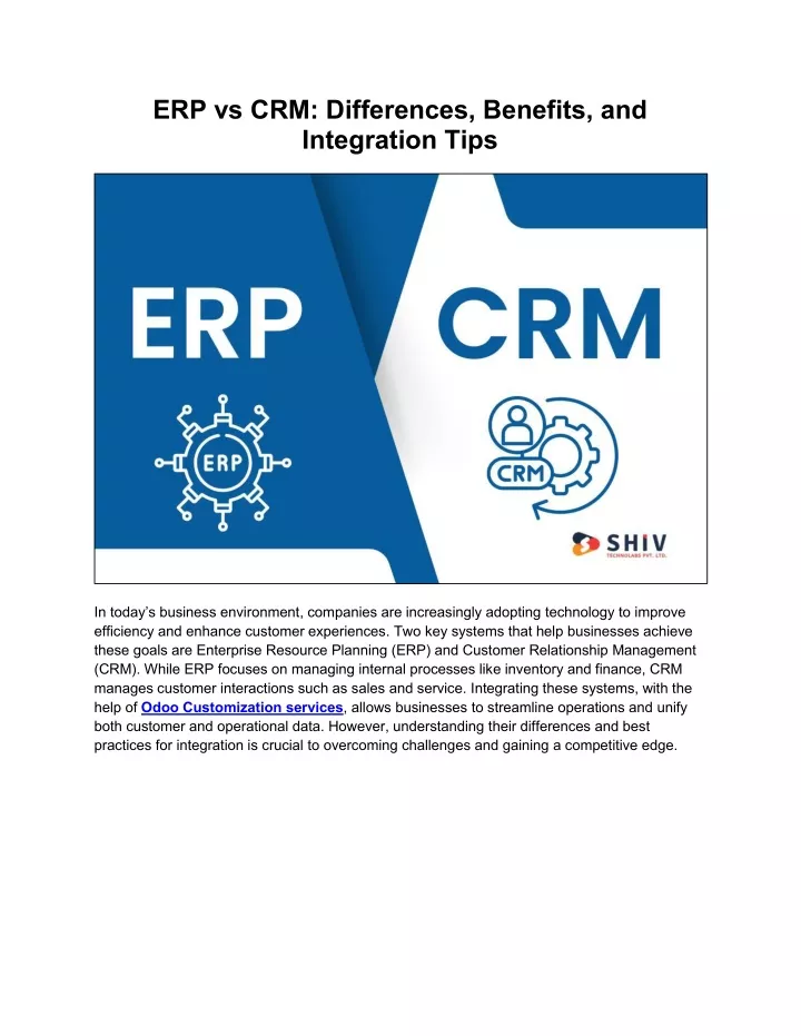 erp vs crm differences benefits and integration