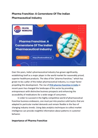 Pharma Franchise_ A Cornerstone Of The Indian Pharmaceutical Industry