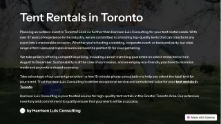 Tent Rentals in Toronto | Harrison Luis Consulting