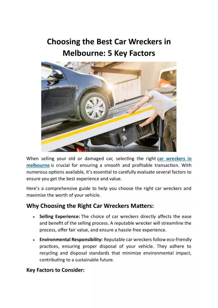 choosing the best car wreckers in melbourne