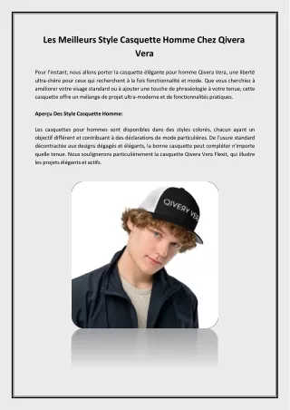 Les Meilleurs Style Casquette Homme Chez Qivera Vera