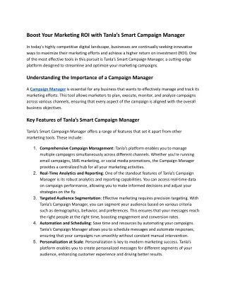 Boost Your Marketing ROI with Tanla’s Smart Campaign Manager