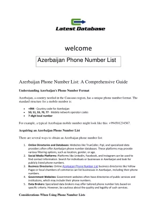 Azerbaijan Phone Number List