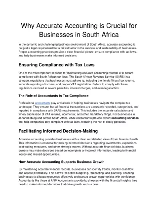 Why Accurate Accounting is Crucial for Businesses in South Africa