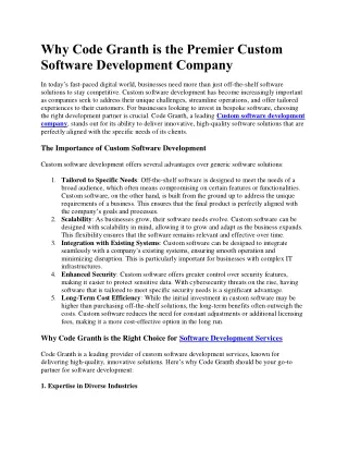 why code granth is the premier custom software
