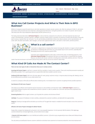 CALL CENTRE PROJECTS