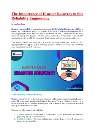 the importance of disaster recovery in site