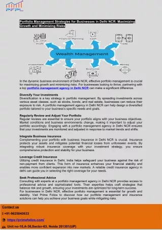 Portfolio Management Strategies for Businesses in Delhi NCR: Maximizing Growth a