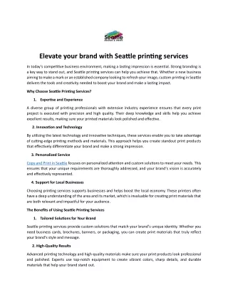 Elevate your brand with Seattle printing services