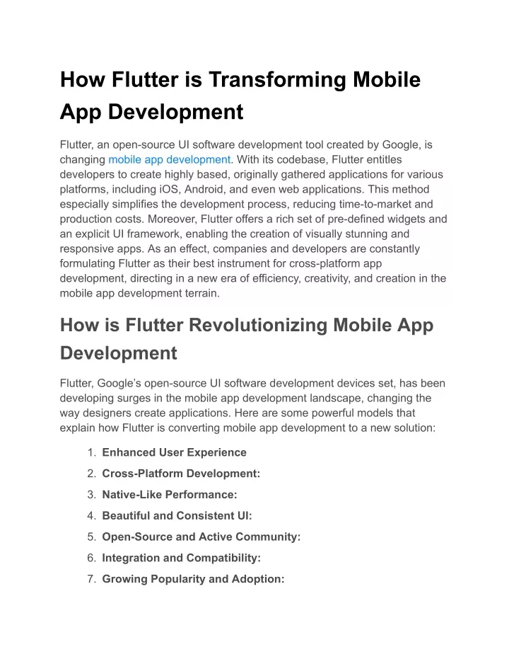 how flutter is transforming mobile app development