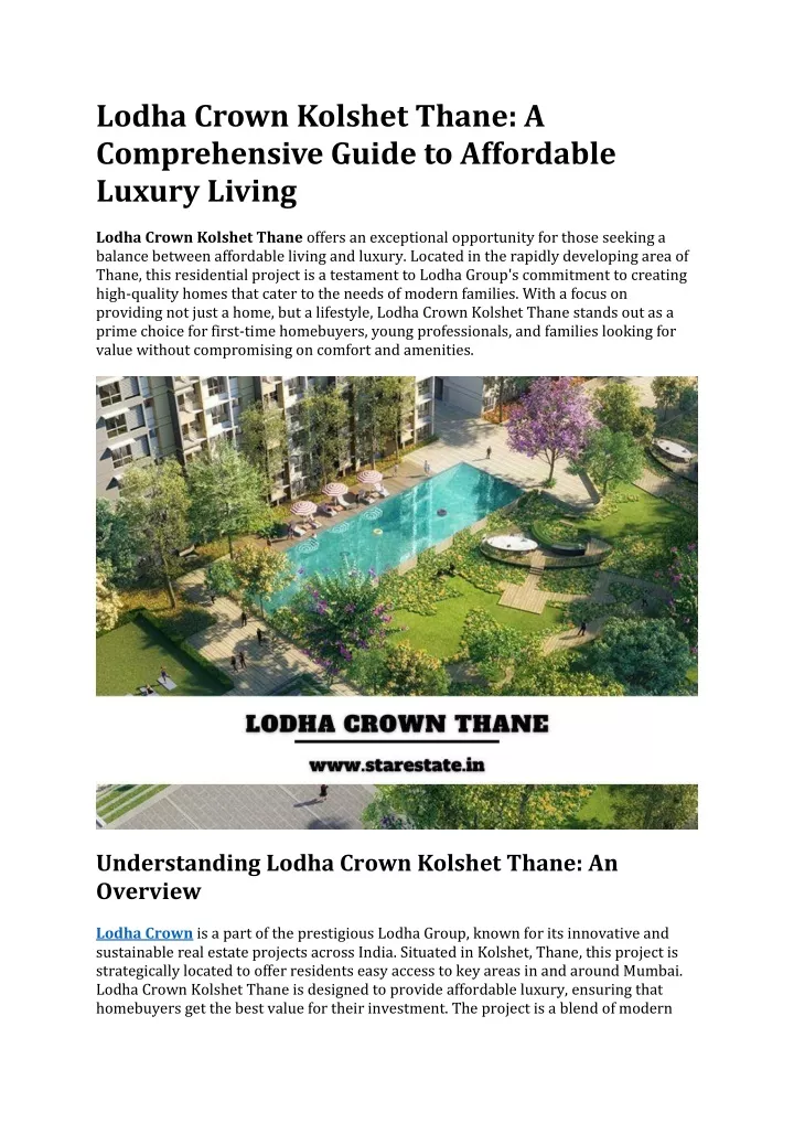 lodha crown kolshet thane a comprehensive guide