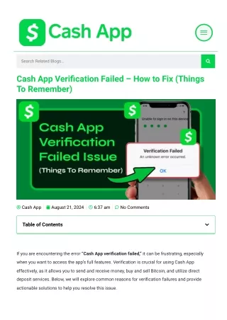 Cash App Verification Failed