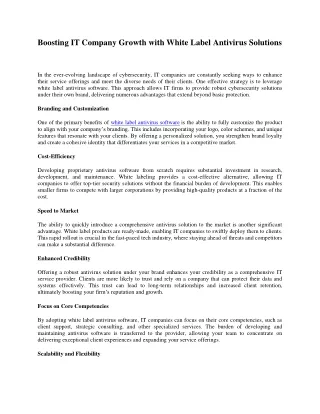 Boosting IT Company Growth with White Label Antivirus Solutions