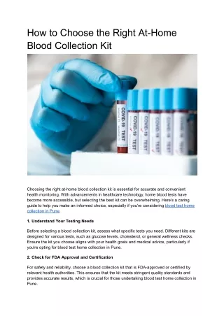 How to Choose the Right At-Home Blood Collection Kit