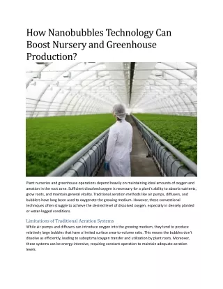 how nanobubbles technology can boost nursery