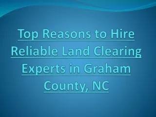 Top Reasons to Hire Reliable Land Clearing Experts in Graham County  NC