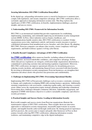 securing information iso 27001 certification