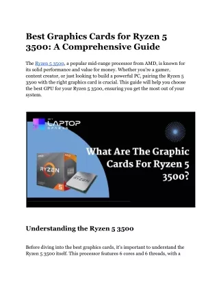 Best Graphics Cards for Ryzen 5 3500_ A Comprehensive Guide