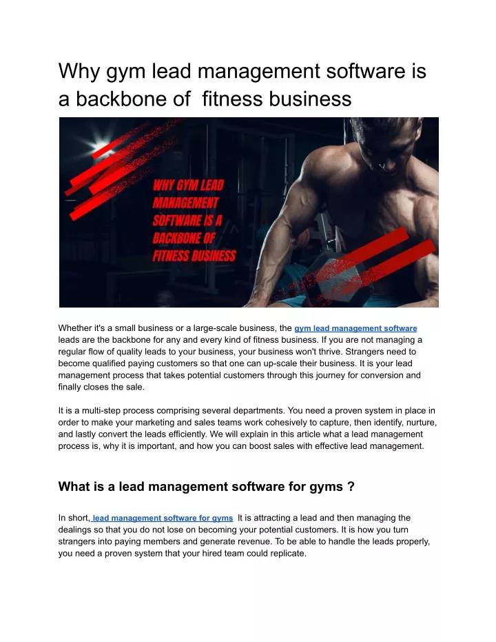 why gym lead management software is a backbone